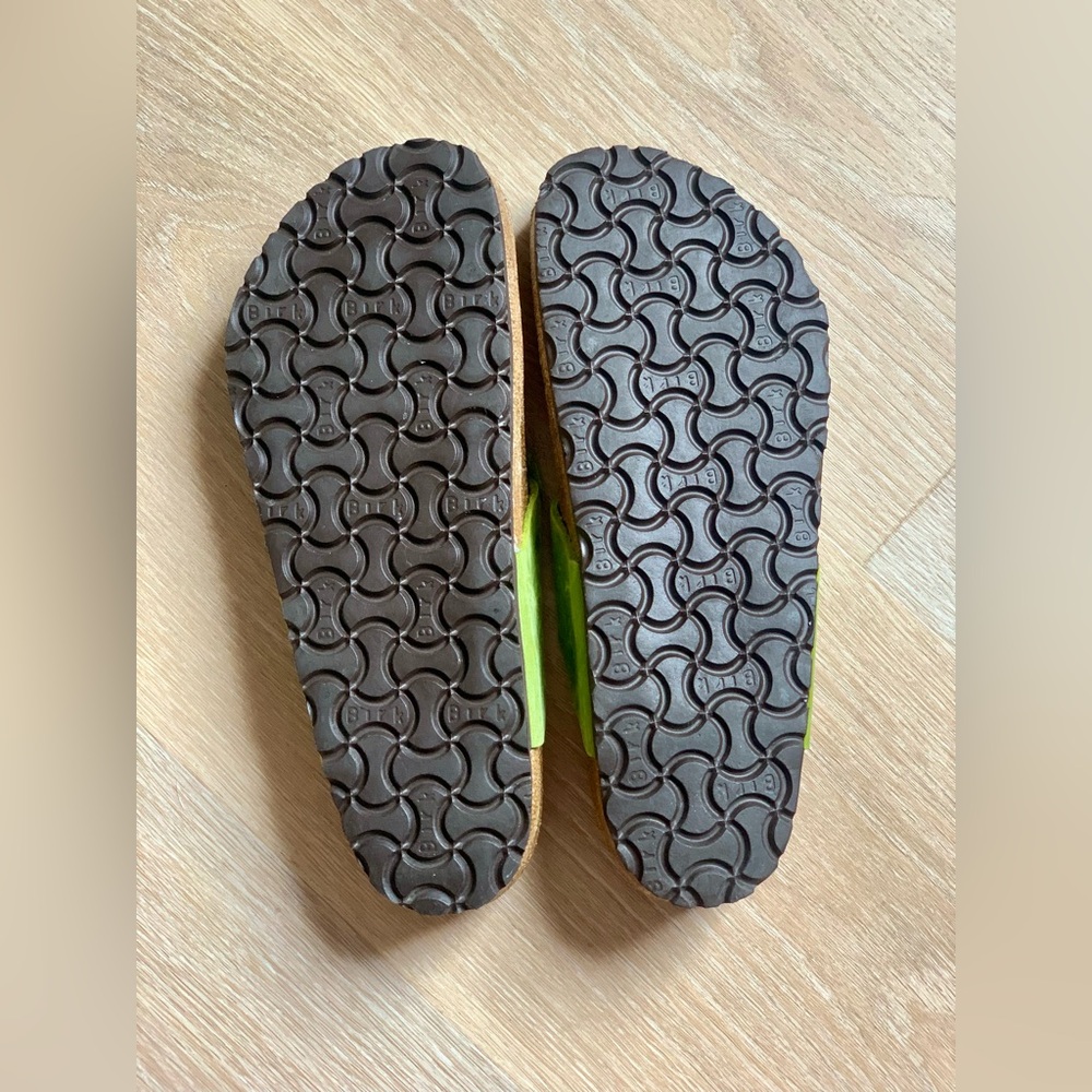Birkenstock Braided Lime Green Leather Thong Sandals - Picture 5 of 13